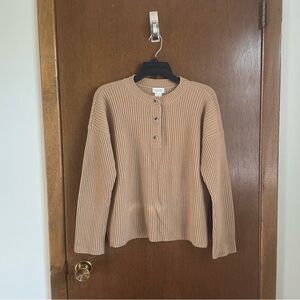 Club Monaco Beige Ribbed Cardigan with Buttons